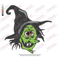 Halloween Scary Cartoon Witch Embroidery Design